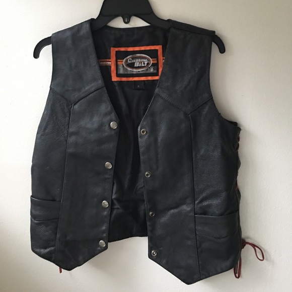 CUSTOM BILT Highway 1 moto leather black vest szS - Picture 2 of 7
